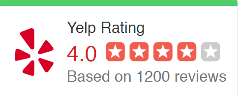Yelp rating of 4.0 stars out of 5, based on 1200 customer reviews.