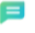 Abstract chat bubble icon with a gradient green and blue design overlapping a white bubble.