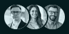 Three circular profile photos featuring professional headshots of two men and one woman, representing team members or leadership.